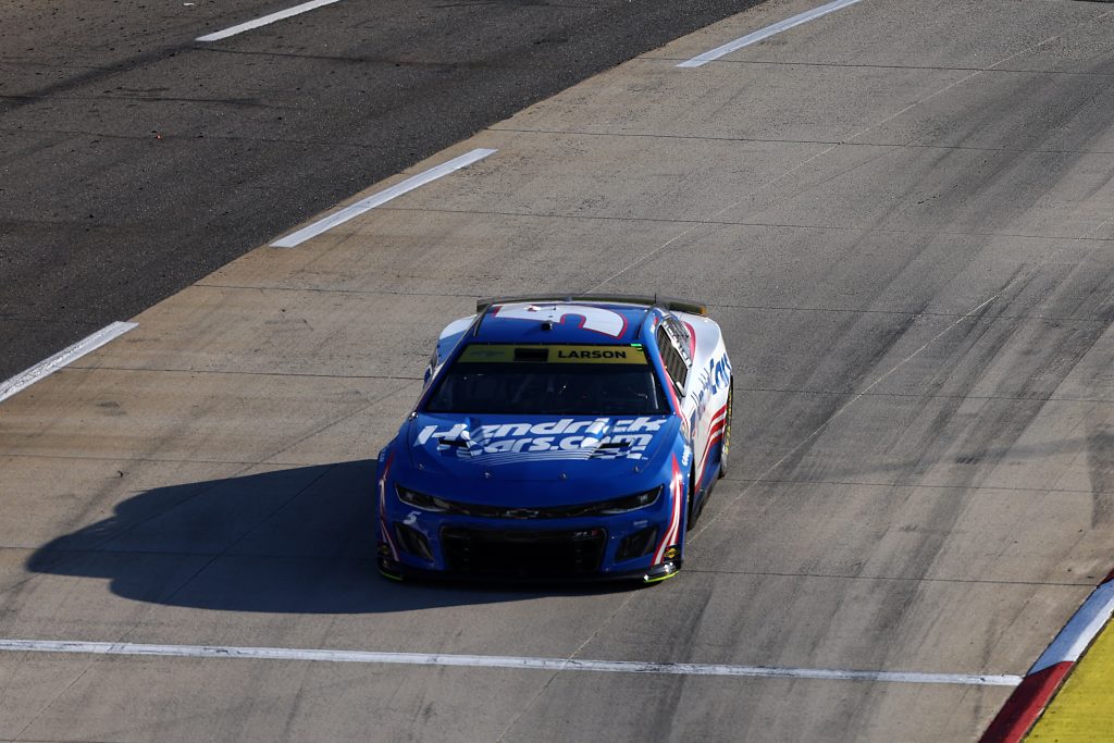 MARTINSVILLE, VIRGINIA - NOVEMBER 03: Kyle Larson, driver of the #5 HendrickCars.com Chevrolet, drives during the NASCAR Cup Series Xfinity 500 at Martinsville Speedway on November 03, 2024 in Martinsville, Virginia. (Photo by David Jensen/Getty Images) | Getty Images