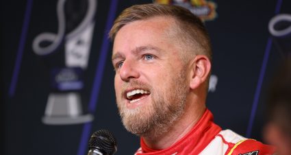 AVONDALE, ARIZONA - NOVEMBER 07: NASCAR Xfinity Series Championship 4 driver, Justin Allgaier speaks to the media during the NASCAR Championship 4 Media Day at Phoenix Raceway on November 07, 2024 in Avondale, Arizona. (Photo by Meg Oliphant/Getty Images) | Getty Images