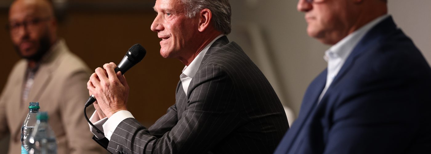 AVONDALE, ARIZONA - NOVEMBER 08: NASCAR President Steve Phelps speaks to the media during the NASCAR annual State of the Sport address at Phoenix Raceway on November 08, 2024 in Avondale, Arizona. (Photo by Jared C. Tilton/Getty Images) | Getty Images