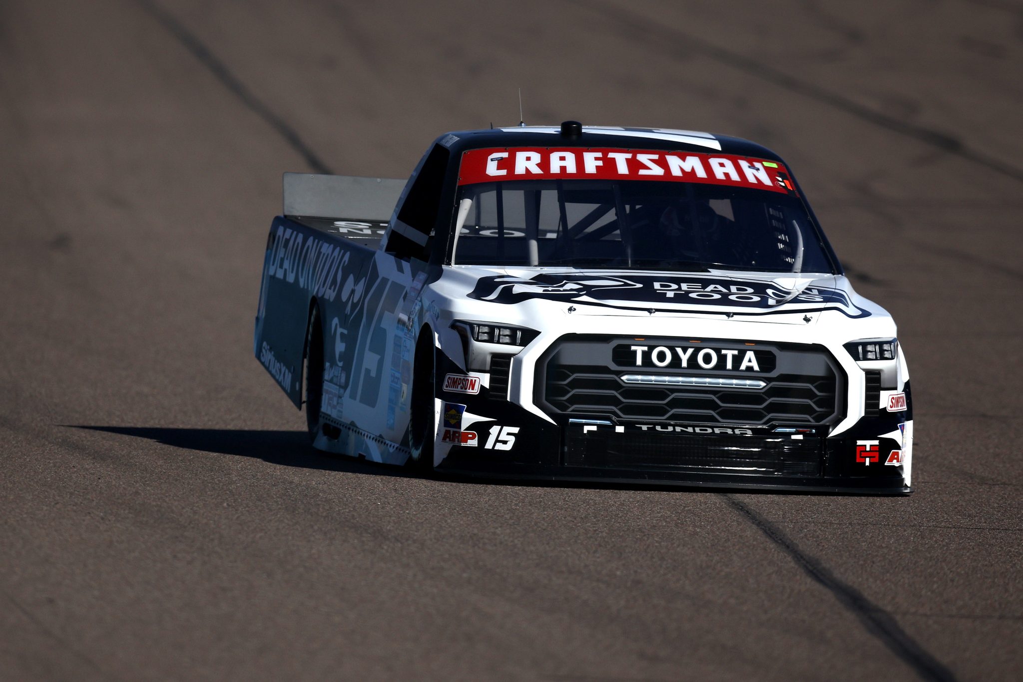 AVONDALE, ARIZONA - NOVEMBER 08: Tanner Gray, driver of the #15 Dead On Tools Toyota, drives during qualifying for the NASCAR Craftsman Truck Series Championship Race at Phoenix Raceway on November 08, 2024 in Avondale, Arizona. (Photo by Sean Gardner/Getty Images) | Getty Images