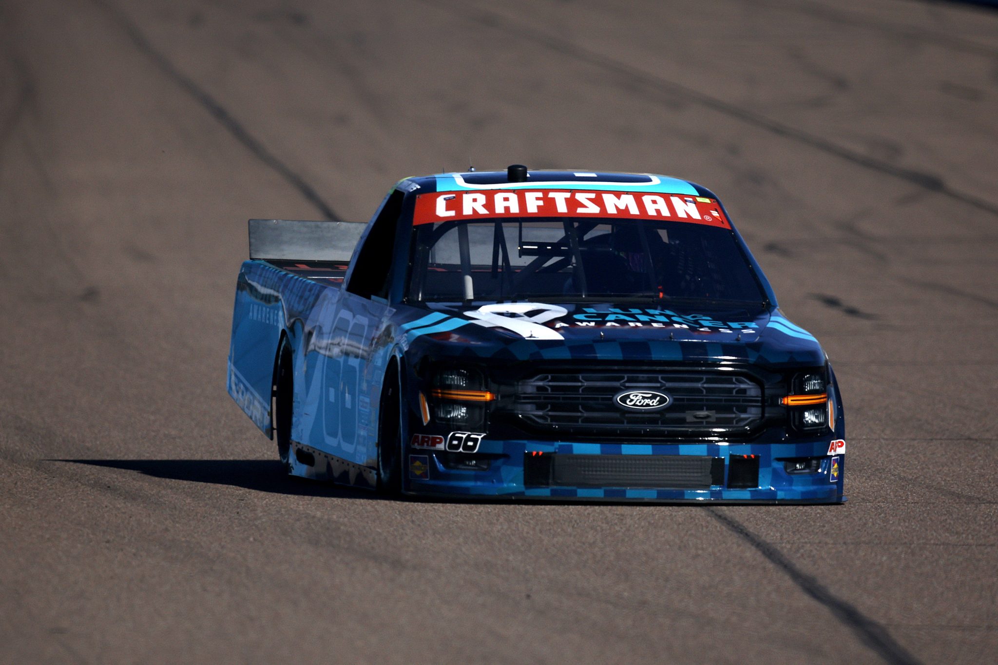 AVONDALE, ARIZONA - NOVEMBER 08: Conner Jones, driver of the #66 TSPORT/Lung Cancer Aware Ford, drives during qualifying for the NASCAR Craftsman Truck Series Championship Race at Phoenix Raceway on November 08, 2024 in Avondale, Arizona. (Photo by Sean Gardner/Getty Images) | Getty Images
