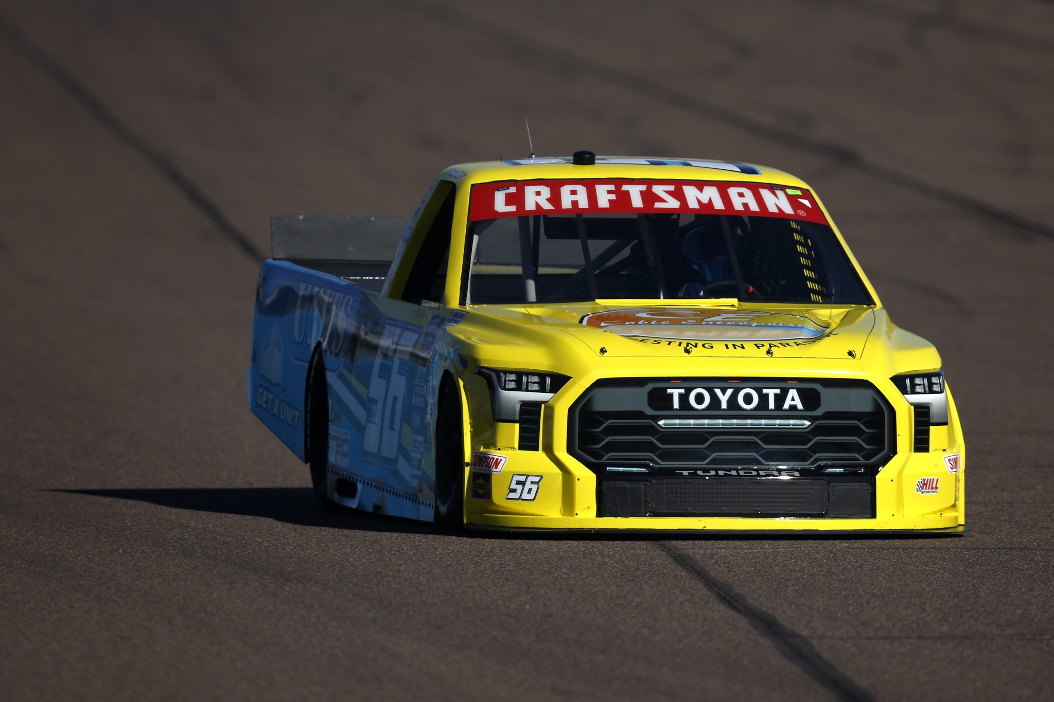 AVONDALE, ARIZONA - NOVEMBER 08: Timmy Hill, driver of the #56 Coble Enterprises/UNITS Toyota, drives during qualifying for the NASCAR Craftsman Truck Series Championship Race at Phoenix Raceway on November 08, 2024 in Avondale, Arizona. (Photo by Sean Gardner/Getty Images) | Getty Images