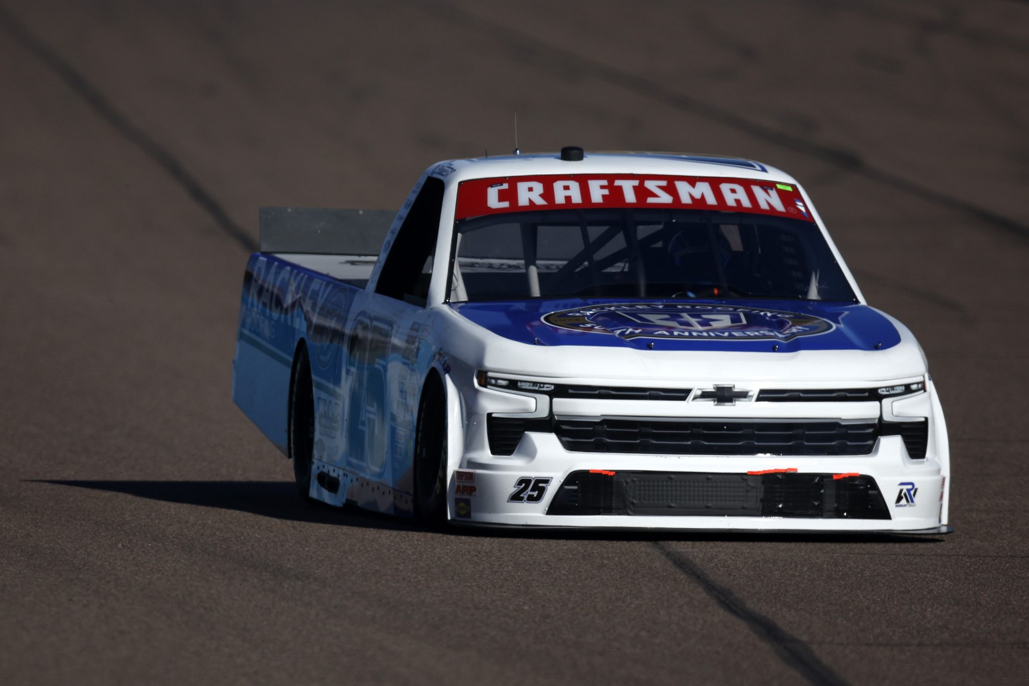 AVONDALE, ARIZONA - NOVEMBER 08: Dawson Sutton, driver of the #25 Rackley Roofing Chevrolet, drives during qualifying for the NASCAR Craftsman Truck Series Championship Race at Phoenix Raceway on November 08, 2024 in Avondale, Arizona. (Photo by Sean Gardner/Getty Images) | Getty Images