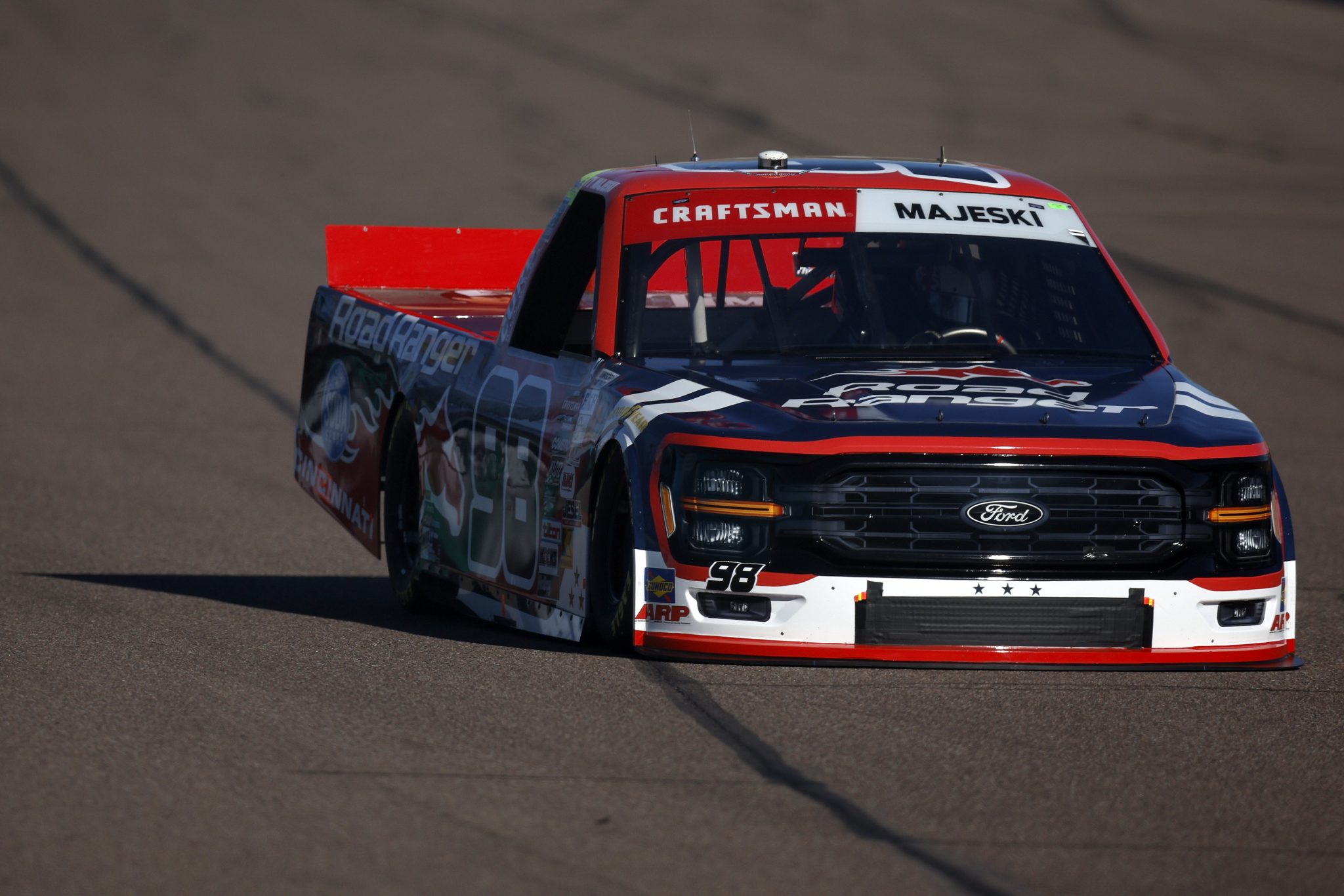 AVONDALE, ARIZONA - NOVEMBER 08: Ty Majeski, driver of the #98 Road Ranger Ford, drives during qualifying for the NASCAR Craftsman Truck Series Championship Race at Phoenix Raceway on November 08, 2024 in Avondale, Arizona. (Photo by Sean Gardner/Getty Images) | Getty Images