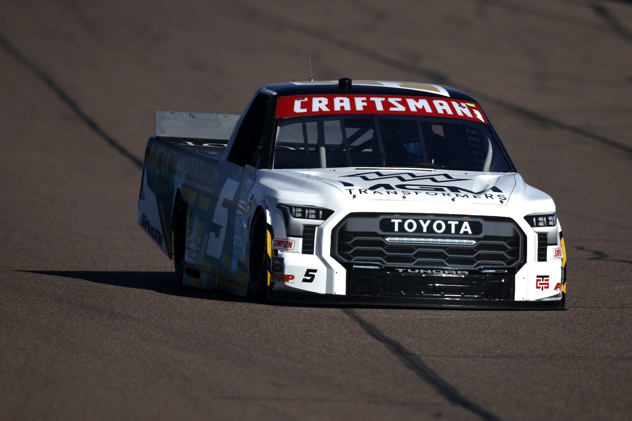 AVONDALE, ARIZONA - NOVEMBER 08: Dean Thompson, driver of the #5 MCM Transportation Toyota, drives during qualifying for the NASCAR Craftsman Truck Series Championship Race at Phoenix Raceway on November 08, 2024 in Avondale, Arizona. (Photo by Sean Gardner/Getty Images) | Getty Images