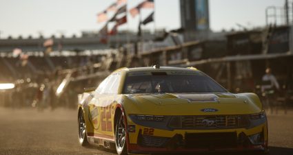 AVONDALE, ARIZONA - NOVEMBER 08: Joey Logano, driver of the #22 Shell Pennzoil Ford, drives through the garage area during practice for the NASCAR Cup Series Championship Race at Phoenix Raceway on November 08, 2024 in Avondale, Arizona. (Photo by Chris Graythen/Getty Images) | Getty Images
