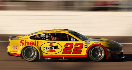 AVONDALE, ARIZONA - NOVEMBER 09: Joey Logano, driver of the #22 Shell Pennzoil Ford, drives during qualifying for the NASCAR Cup Series Championship Race at Phoenix Raceway on November 09, 2024 in Avondale, Arizona. (Photo by James Gilbert/Getty Images) | Getty Images