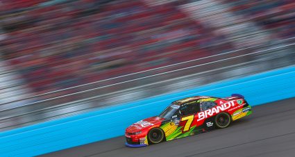AVONDALE, ARIZONA - NOVEMBER 09: Justin Allgaier, driver of the #7 BRANDT Chevrolet, drives during qualifying for the NASCAR Xfinity Series Championship Race at Phoenix Raceway on November 09, 2024 in Avondale, Arizona. (Photo by Meg Oliphant/Getty Images) | Getty Images