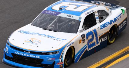 DAYTONA BEACH, FLORIDA - FEBRUARY 16: Austin Hill, driver of the #21 Bennett Transportation Chevrolet, drives during practice for the NASCAR Xfinity Series United Rentals 300 at Daytona International Speedway on February 16, 2024 in Daytona Beach, Florida. (Photo by Jared C. Tilton/Getty Images) | Getty Images