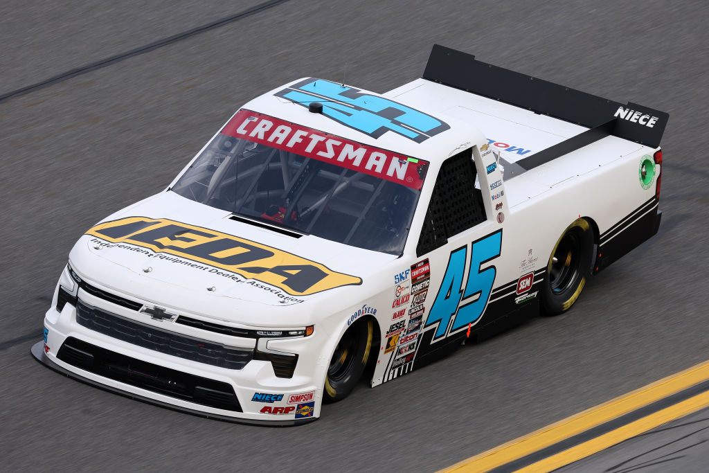 DAYTONA BEACH, FLORIDA - FEBRUARY 15: Johnny Sauter, driver of the #45 Niece/IEDA Chevrolet, drives during practice for the NASCAR Craftsman Truck Series Fresh from Florida 250 at Daytona International Speedway on February 15, 2024 in Daytona Beach, Florida. (Photo by Jared C. Tilton/Getty Images) | Getty Images