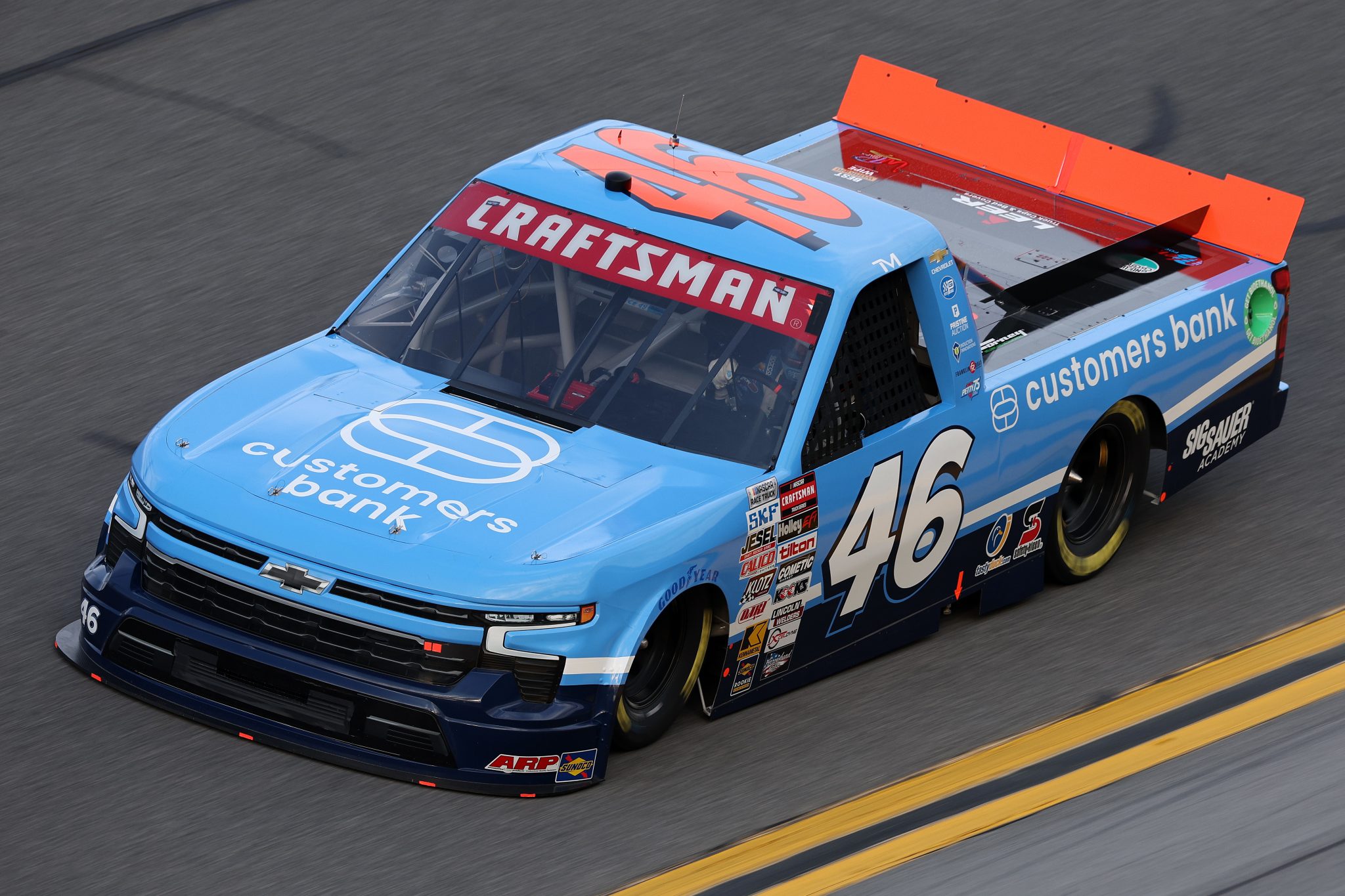 DAYTONA BEACH, FLORIDA - FEBRUARY 15: Thad Moffitt, driver of the #46 Customers Bank Chevrolet, drives during the NASCAR Cup Series Bluegreen Vacations Duel #2 at Daytona International Speedway on February 15, 2024 in Daytona Beach, Florida. (Photo by Jared C. Tilton/Getty Images) | Getty Images