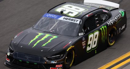 DAYTONA BEACH, FLORIDA - FEBRUARY 16: Riley Herbst, driver of the #98 Monster Energy Ford, drives during practice for the NASCAR Xfinity Series United Rentals 300 at Daytona International Speedway on February 16, 2024 in Daytona Beach, Florida. (Photo by Jared C. Tilton/Getty Images) | Getty Images