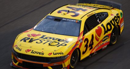 DAYTONA BEACH, FLORIDA - FEBRUARY 16: Michael McDowell, driver of the #34 Love's Travel Stops Ford, drives during practice for the NASCAR Cup Series Daytona 500 at Daytona International Speedway on February 16, 2024 in Daytona Beach, Florida. (Photo by Jared C. Tilton/Getty Images) | Getty Images