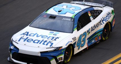 DAYTONA BEACH, FLORIDA - FEBRUARY 16: Erik Jones, driver of the #43 AdventHealth Toyota, drives during practice for the NASCAR Cup Series Daytona 500 at Daytona International Speedway on February 16, 2024 in Daytona Beach, Florida. (Photo by Jared C. Tilton/Getty Images) | Getty Images