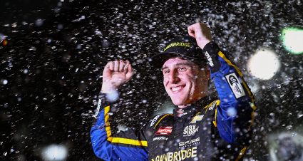 DAYTONA BEACH, FLORIDA - FEBRUARY 16: Nick Sanchez, driver of the #2 Gainbridge Chevrolet, celebrates in victory lane after winning the NASCAR Craftsman Truck Series Fresh from Florida 250 at Daytona International Speedway on February 16, 2024 in Daytona Beach, Florida. (Photo by Jared C. Tilton/Getty Images) | Getty Images