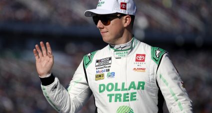 DAYTONA BEACH, FLORIDA - FEBRUARY 19: John H. Nemechek, driver of the #42 Dollar Tree Toyota, waves to fans as he walks onstage during driver intros prior to the NASCAR Cup Series Daytona 500 at Daytona International Speedway on February 19, 2024 in Daytona Beach, Florida. (Photo by Chris Graythen/Getty Images) | Getty Images