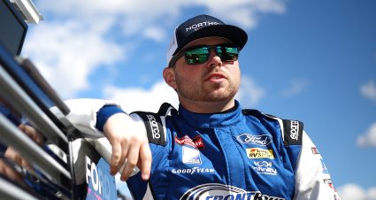 HAMPTON, GEORGIA - FEBRUARY 23: Layne Riggs, driver of the #38 Northside Hospital Ford, looks on during qualifying for the NASCAR Craftsman Truck Series Fr8 208 at Atlanta Motor Speedway on February 23, 2024 in Hampton, Georgia. (Photo by Jared C. Tilton/Getty Images) | Getty Images
