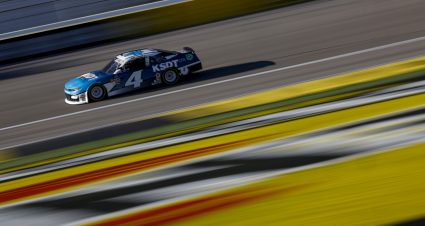 LAS VEGAS, NEVADA - MARCH 01: Dawson Cram, driver of the #4 KSDT CPA Chevrolet, drives during practice for the  NASCAR Xfinity Series The LiUNA! at Las Vegas Motor Speedway on March 01, 2024 in Las Vegas, Nevada. (Photo by Chris Graythen/Getty Images) | Getty Images