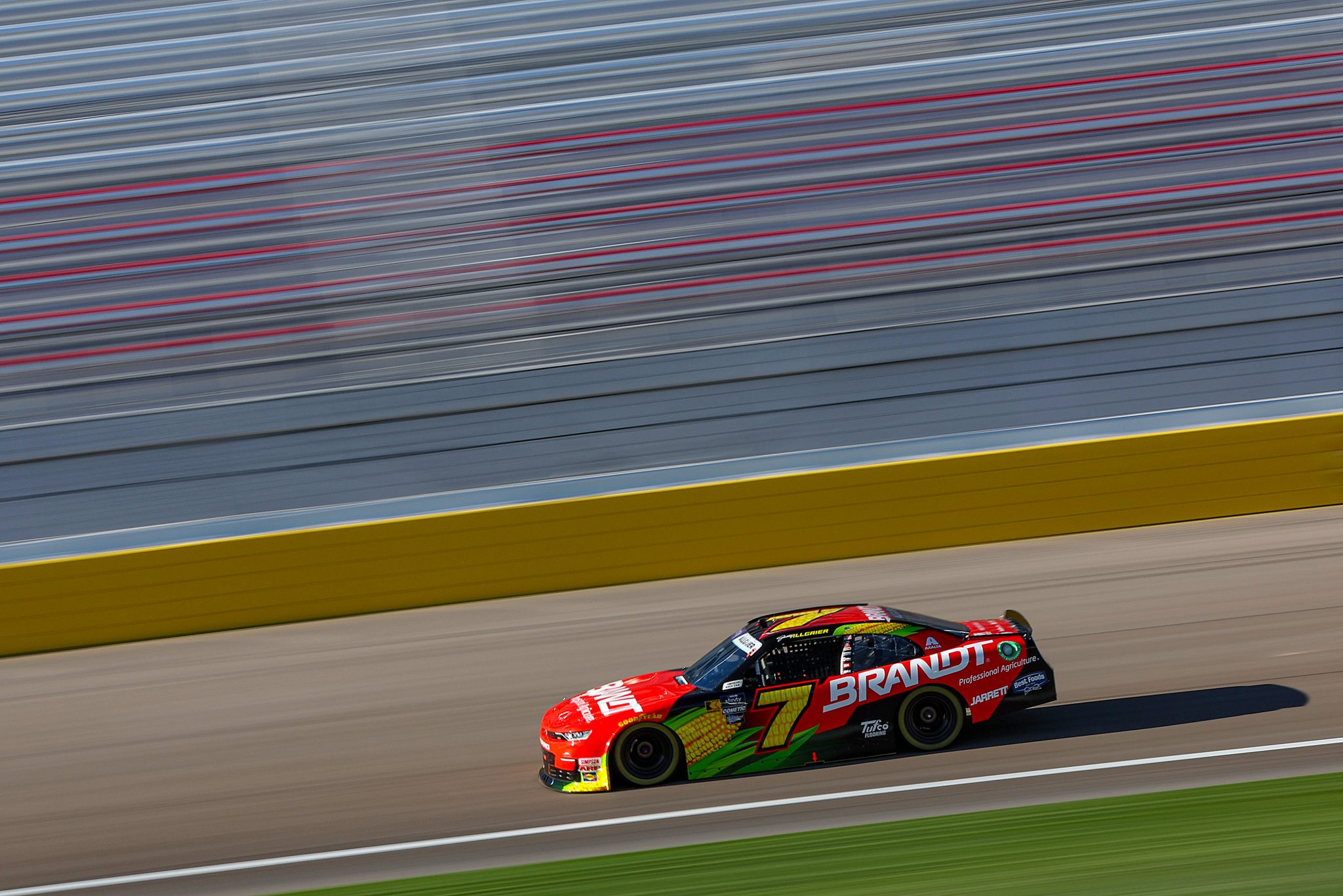 LAS VEGAS, NEVADA - MARCH 01: Justin Allgaier, driver of the #7 BRANDT Chevrolet, drives during practice for the NASCAR Xfinity Series The LiUNA! at Las Vegas Motor Speedway on March 01, 2024 in Las Vegas, Nevada. (Photo by Meg Oliphant/Getty Images) | Getty Images
