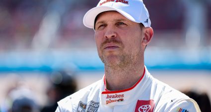 AVONDALE, ARIZONA - MARCH 09: Denny Hamlin, driver of the #11 Mavis Brakes Plus Toyota, looks on during qualifying for the NASCAR Cup Series Shriners Children's 500 at Phoenix Raceway on March 09, 2024 in Avondale, Arizona. (Photo by Meg Oliphant/Getty Images) | Getty Images