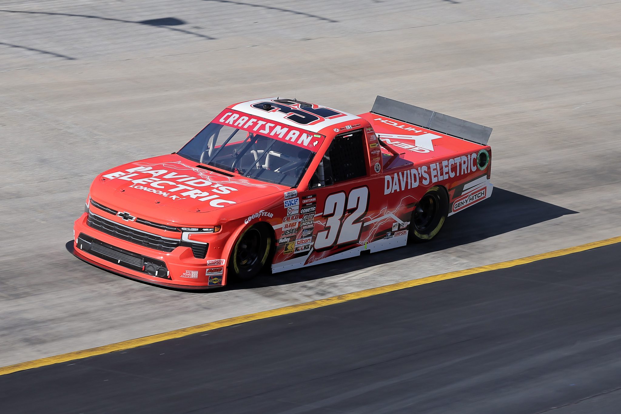 BRISTOL, TENNESSEE - MARCH 16: Bret Holmes, driver of the #32 David's Electric Chevrolet, drives during qualifying for the NASCAR Craftsman Truck Series Weather Guard Truck Race at Bristol Motor Speedway on March 16, 2024 in Bristol, Tennessee. (Photo by Jonathan Bachman/Getty Images) | Getty Images