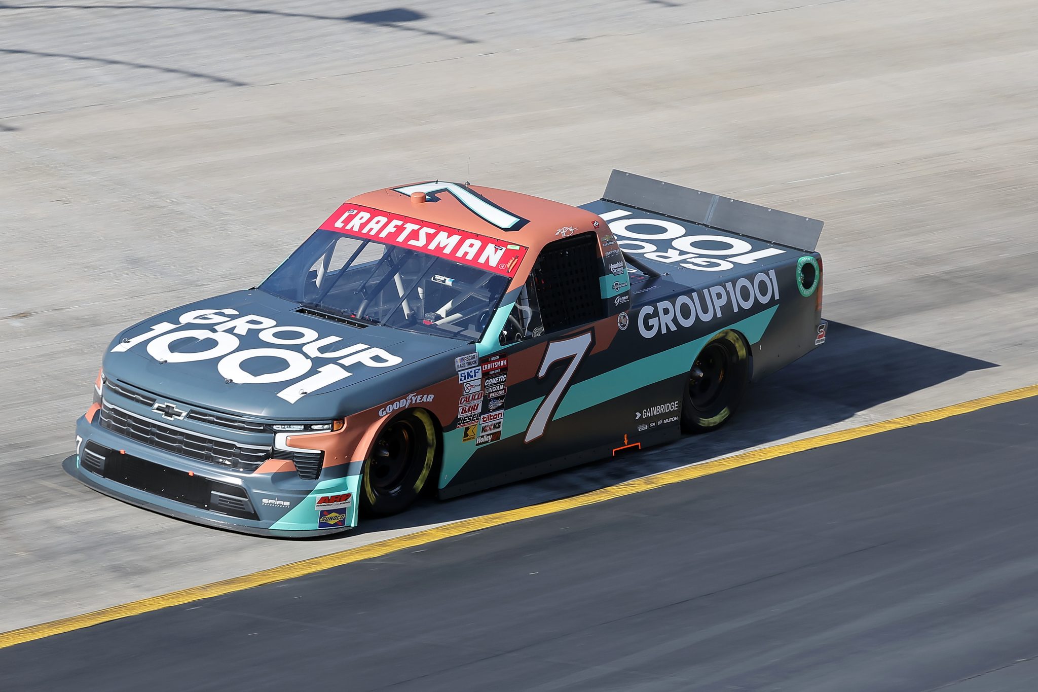 BRISTOL, TENNESSEE - MARCH 16: Kyle Busch, driver of the #7 Group 1001 Chevrolet, drives during qualifying for the NASCAR Craftsman Truck Series Weather Guard Truck Race at Bristol Motor Speedway on March 16, 2024 in Bristol, Tennessee. (Photo by Jonathan Bachman/Getty Images) | Getty Images