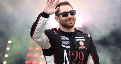 BRISTOL, TENNESSEE - MARCH 17: Kaz Grala, driver of the #15 N29 Capital Partners Ford, waves to fans as he walks onstage during driver intros prior to the NASCAR Cup Series Food City 500 at Bristol Motor Speedway on March 17, 2024 in Bristol, Tennessee. (Photo by Meg Oliphant/Getty Images) | Getty Images