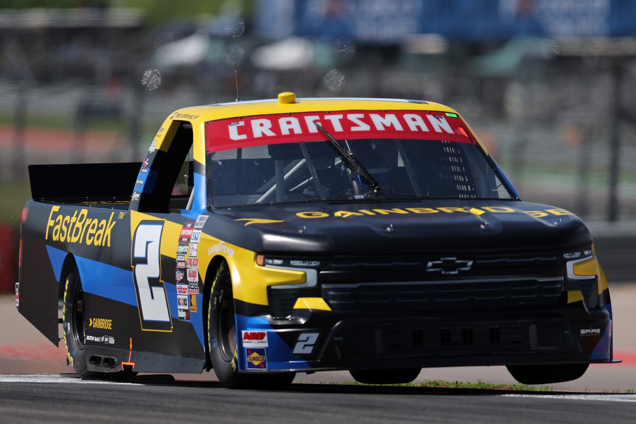 AUSTIN, TEXAS - MARCH 22: Nick Sanchez, driver of the #2 Gainbridge Chevrolet, drives during practice for the NASCAR Craftsman Truck Series XPEL 225 at Circuit of The Americas on March 22, 2024 in Austin, Texas. (Photo by Jonathan Bachman/Getty Images) | Getty Images