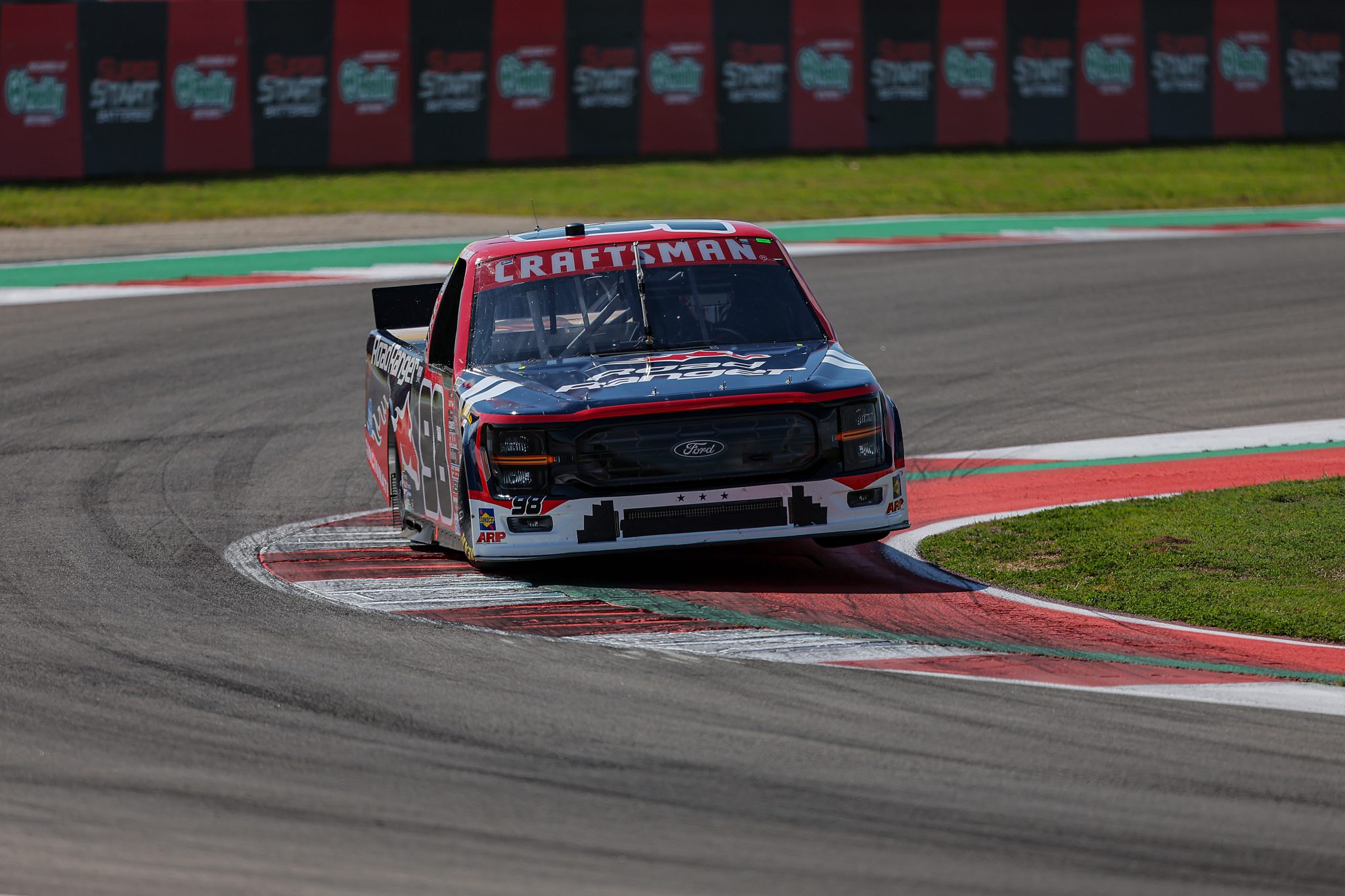 AUSTIN, TEXAS - MARCH 22: Ty Majeski, driver of the #98 Road Ranger Ford, drives during qualifying for the NASCAR Craftsman Truck Series XPEL 225 at Circuit of The Americas on March 22, 2024 in Austin, Texas. (Photo by Jonathan Bachman/Getty Images) | Getty Images