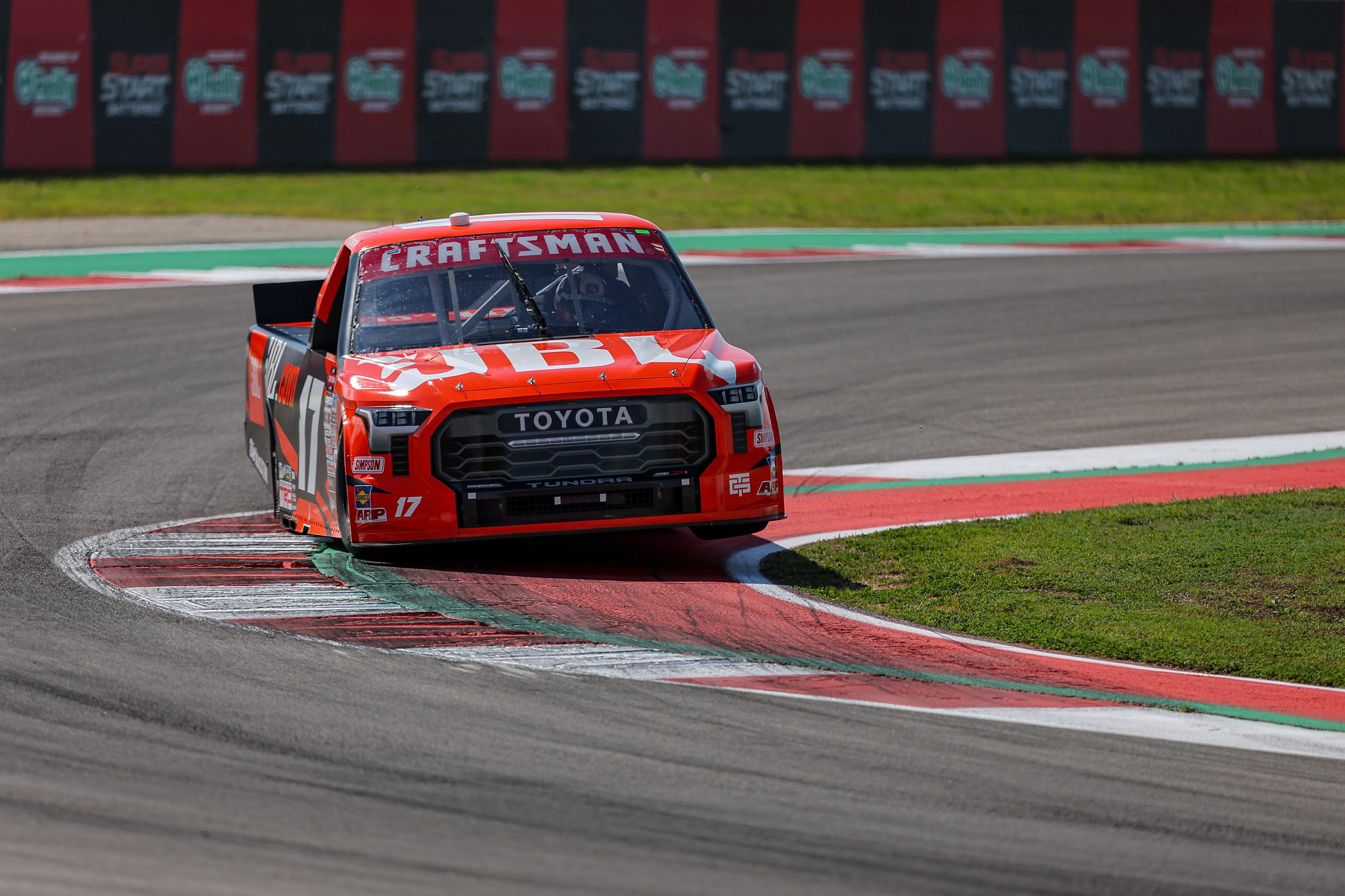 AUSTIN, TEXAS - MARCH 22: Taylor Gray, driver of the #17 JBL Toyota, drives during qualifying for the NASCAR Craftsman Truck Series XPEL 225 at Circuit of The Americas on March 22, 2024 in Austin, Texas. (Photo by Jonathan Bachman/Getty Images) | Getty Images