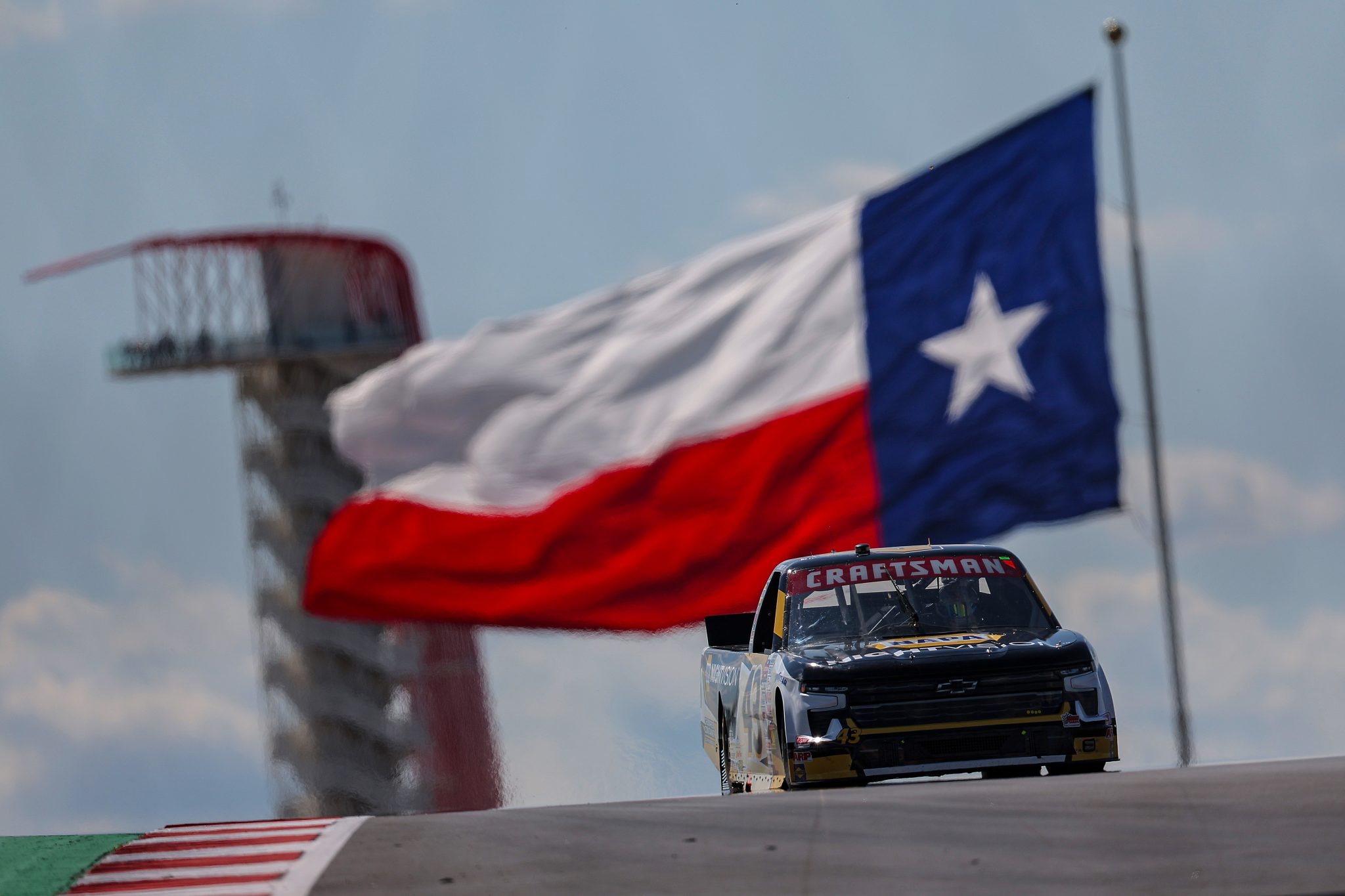 AUSTIN, TEXAS - MARCH 22: Daniel Dye, driver of the #43 NAPA Nightvision Chevrolet, drives during qualifying for the NASCAR Craftsman Truck Series XPEL 225 at Circuit of The Americas on March 22, 2024 in Austin, Texas. (Photo by Jonathan Bachman/Getty Images) | Getty Images