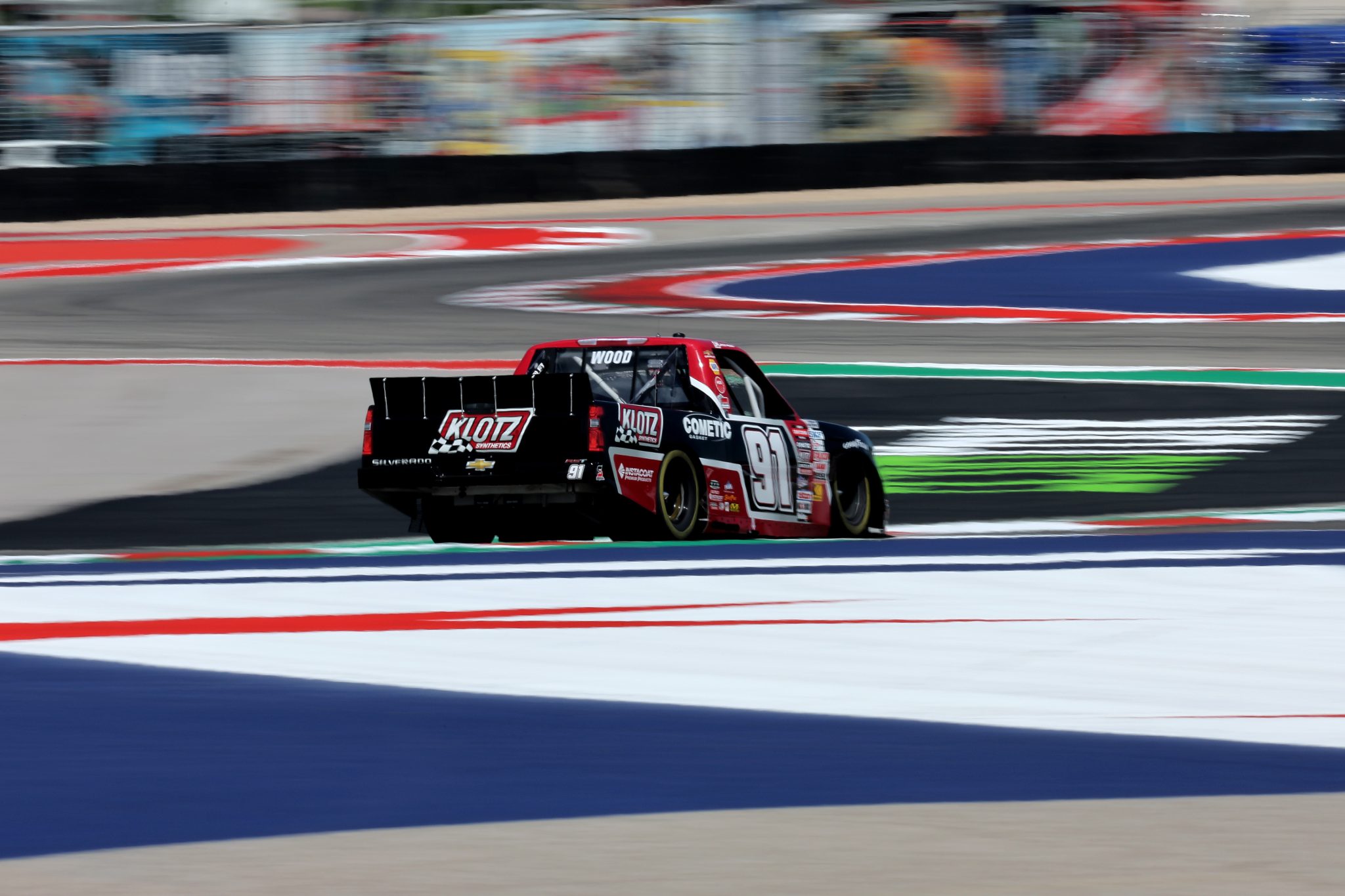 AUSTIN, TEXAS - MARCH 22: Jack Wood, driver of the #91 Klotz/Cometic Gasket Chevrolet, drives during practice for the NASCAR Craftsman Truck Series XPEL 225 at Circuit of The Americas on March 22, 2024 in Austin, Texas. (Photo by Jonathan Bachman/Getty Images) | Getty Images