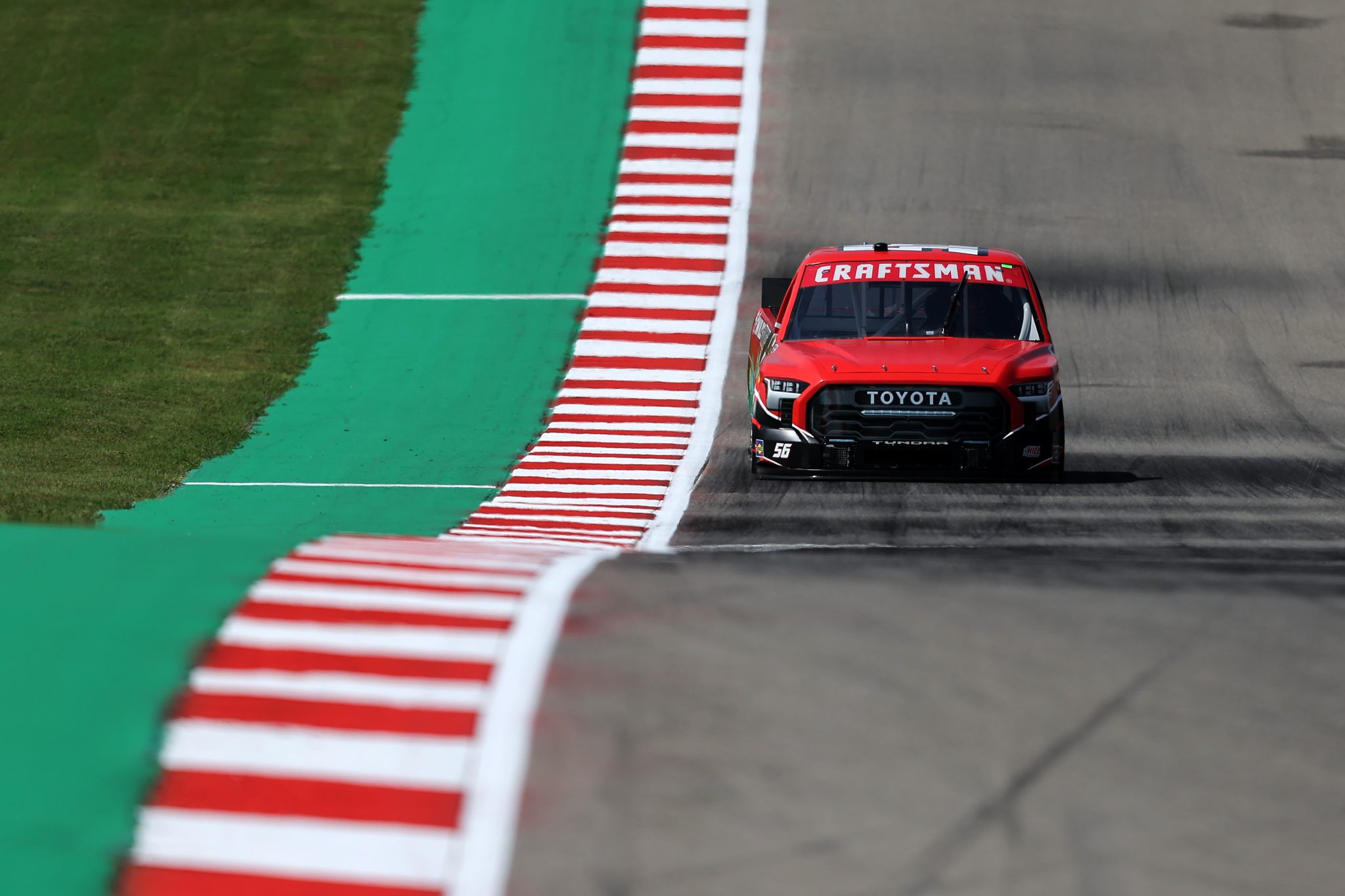 AUSTIN, TEXAS - MARCH 22: Timmy Hill, driver of the #56 Will's Automotive Toyota, drives during practice for the NASCAR Craftsman Truck Series XPEL 225 at Circuit of The Americas on March 22, 2024 in Austin, Texas. (Photo by Jonathan Bachman/Getty Images) | Getty Images