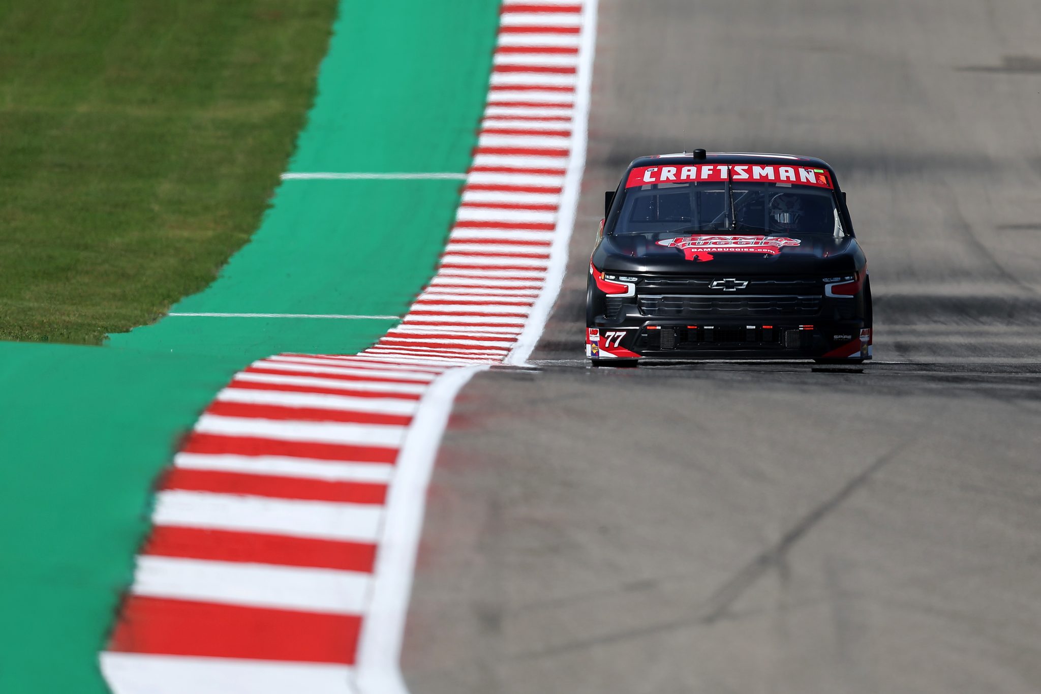 AUSTIN, TEXAS - MARCH 22: Chase Purdy, driver of the #77 Bama Buggies Chevrolet, drives during practice for the NASCAR Craftsman Truck Series XPEL 225 at Circuit of The Americas on March 22, 2024 in Austin, Texas. (Photo by Jonathan Bachman/Getty Images) | Getty Images