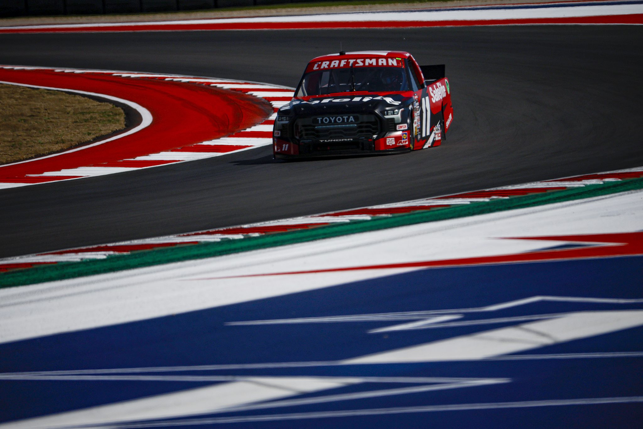 AUSTIN, TEXAS - MARCH 22: Corey Heim, driver of the #11 Safelite Toyota, drives during qualifying for the NASCAR Craftsman Truck Series XPEL 225 at Circuit of The Americas on March 22, 2024 in Austin, Texas. (Photo by Sean Gardner/Getty Images) | Getty Images