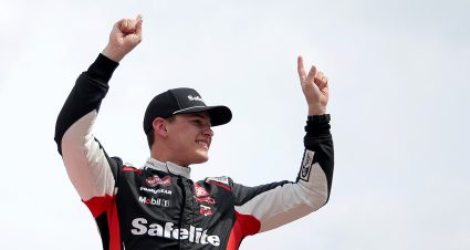 AUSTIN, TEXAS - MARCH 23: Corey Heim, driver of the #11 Safelite Toyota, celebrates in victory lane after winning the NASCAR Craftsman Truck Series XPEL 225 at Circuit of The Americas on March 23, 2024 in Austin, Texas. (Photo by Jonathan Bachman/Getty Images) | Getty Images