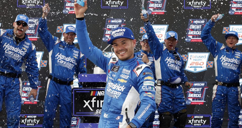 Kyle Slader Racing Kyle Larson sneaks by for the lead on the final lap to win Xfinity race ...