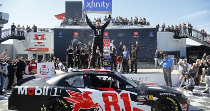 RICHMOND, VIRGINIA - MARCH 30: Chandler Smith, driver of the #81 Mobil 1 Toyota, celebrates in victory lane after winning the NASCAR Xfinity Series ToyotaCare 250 at Richmond Raceway on March 30, 2024 in Richmond, Virginia. (Photo by Alex Slitz/Getty Images) | Getty Images