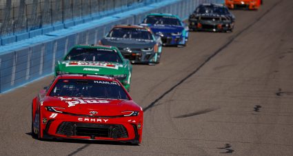 AVONDALE, ARIZONA - MARCH 08: Denny Hamlin, driver of the #11 Mavis Brakes Plus Toyota, drives during practice for the NASCAR Cup Series Shriners Children's 500 at Phoenix Raceway on March 08, 2024 in Avondale, Arizona. (Photo by Chris Graythen/Getty Images) | Getty Images