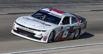 FORT WORTH, TEXAS - APRIL 12: Garrett Smithley, driver of the #6 Trophy Tractor Inc. Chevrolet, drives during qualifying for the NASCAR Xfinity Series Andy's Frozen Custard 300 at Texas Motor Speedway on April 12, 2024 in Fort Worth, Texas. (Photo by Jared C. Tilton/Getty Images) | Getty Images