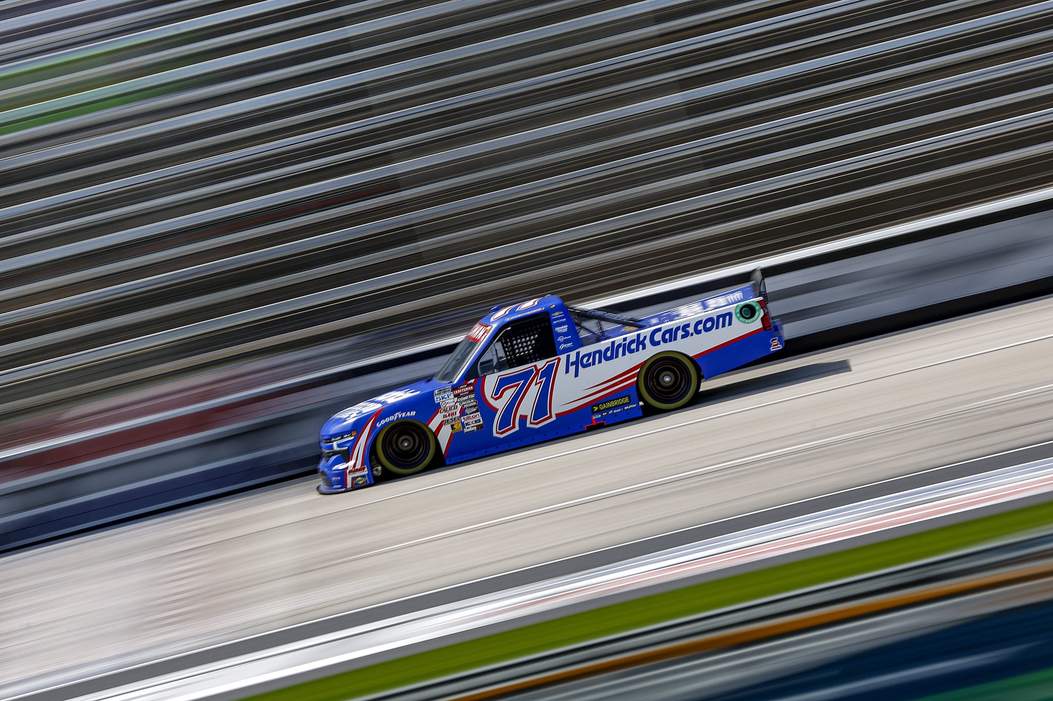 FORT WORTH, TEXAS - APRIL 12: Rajah Caruth, driver of the #71 HendrickCars.com Chevrolet, drives during practice for the NASCAR Craftsman Truck Series SpeedyCash.com 250 at Texas Motor Speedway on April 12, 2024 in Fort Worth, Texas. (Photo by Sean Gardner/Getty Images) | Getty Images