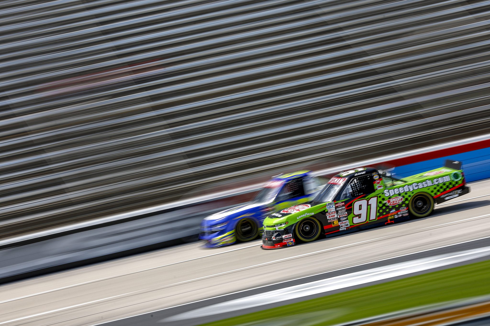 FORT WORTH, TEXAS - APRIL 12: Zane Smith, driver of the #91 SpeedyCash.com Chevrolet, drives during practice for the NASCAR Craftsman Truck Series SpeedyCash.com 250 at Texas Motor Speedway on April 12, 2024 in Fort Worth, Texas. (Photo by Sean Gardner/Getty Images) | Getty Images