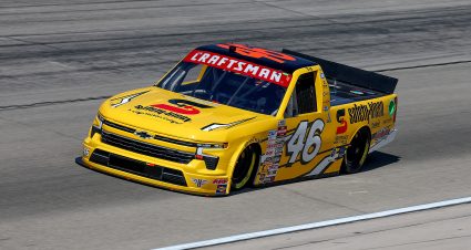 FORT WORTH, TEXAS - APRIL 12: Thad Moffitt, driver of the #46 Safety-Kleen Chevrolet, drives during qualifying for the NASCAR Craftsman Truck Series SpeedyCash.com 250 at Texas Motor Speedway on April 12, 2024 in Fort Worth, Texas. (Photo by Jared C. Tilton/Getty Images) | Getty Images