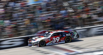 FORT WORTH, TEXAS - APRIL 13: Sam Mayer, driver of the #1 Carolina Carports Chevrolet, crosses the finish line ahead of Ryan Sieg, driver of the #39 Sci Aps Ford, to win the NASCAR Xfinity Series Andy's Frozen Custard 300 at Texas Motor Speedway on April 13, 2024 in Fort Worth, Texas. (Photo by Sean Gardner/Getty Images) | Getty Images