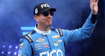 BRISTOL, TENNESSEE - MARCH 17: Kyle Busch, driver of the #8 FICO Chevrolet, waves to fans as he walks onstage during driver intros prior to the NASCAR Cup Series Food City 500 at Bristol Motor Speedway on March 17, 2024 in Bristol, Tennessee. (Photo by Meg Oliphant/Getty Images) | Getty Images