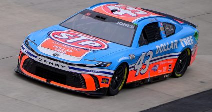 DOVER, DELAWARE - APRIL 27: Corey Heim, driver of the #43 Dollar Tree/Petty 75th Toyota, drives during practice for the NASCAR Cup Series Würth 400 at Dover International Speedway on April 27, 2024 in Dover, Delaware. (Photo by Logan Riely/Getty Images) | Getty Images