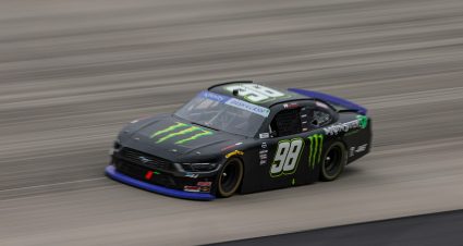 DOVER, DELAWARE - APRIL 27: Riley Herbst, driver of the #98 Monster Energy Ford, drives during the NASCAR Xfinity Series BetRivers 200 at Dover International Speedway on April 27, 2024 in Dover, Delaware. (Photo by James Gilbert/Getty Images) | Getty Images