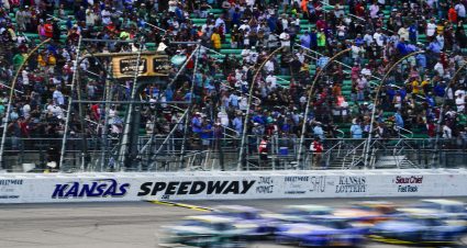 KANSAS CITY, KANSAS - SEPTEMBER 10: A general view of racing during the NASCAR Cup Series Hollywood Casino 400 at Kansas Speedway on September 10, 2023 in Kansas City, Kansas. (Photo by Jay Biggerstaff/Getty Images)