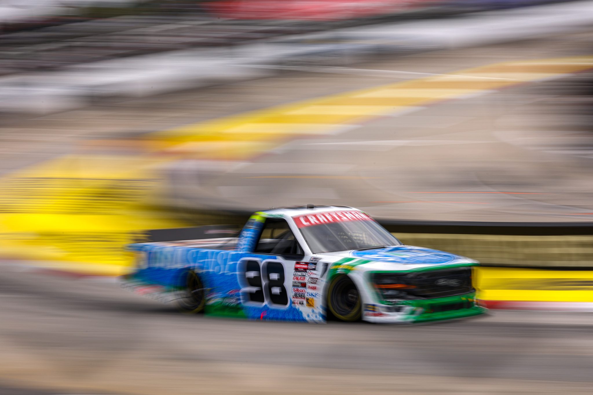 MARTINSVILLE, VIRGINIA - APRIL 05: Ty Majeski, driver of the #98 Soda Sense/Curb Records Ford, drives during practice for the NASCAR Craftsman Long John Silver's 200 at Martinsville Speedway on April 05, 2024 in Martinsville, Virginia. (Photo by Jared C. Tilton/Getty Images) | Getty Images