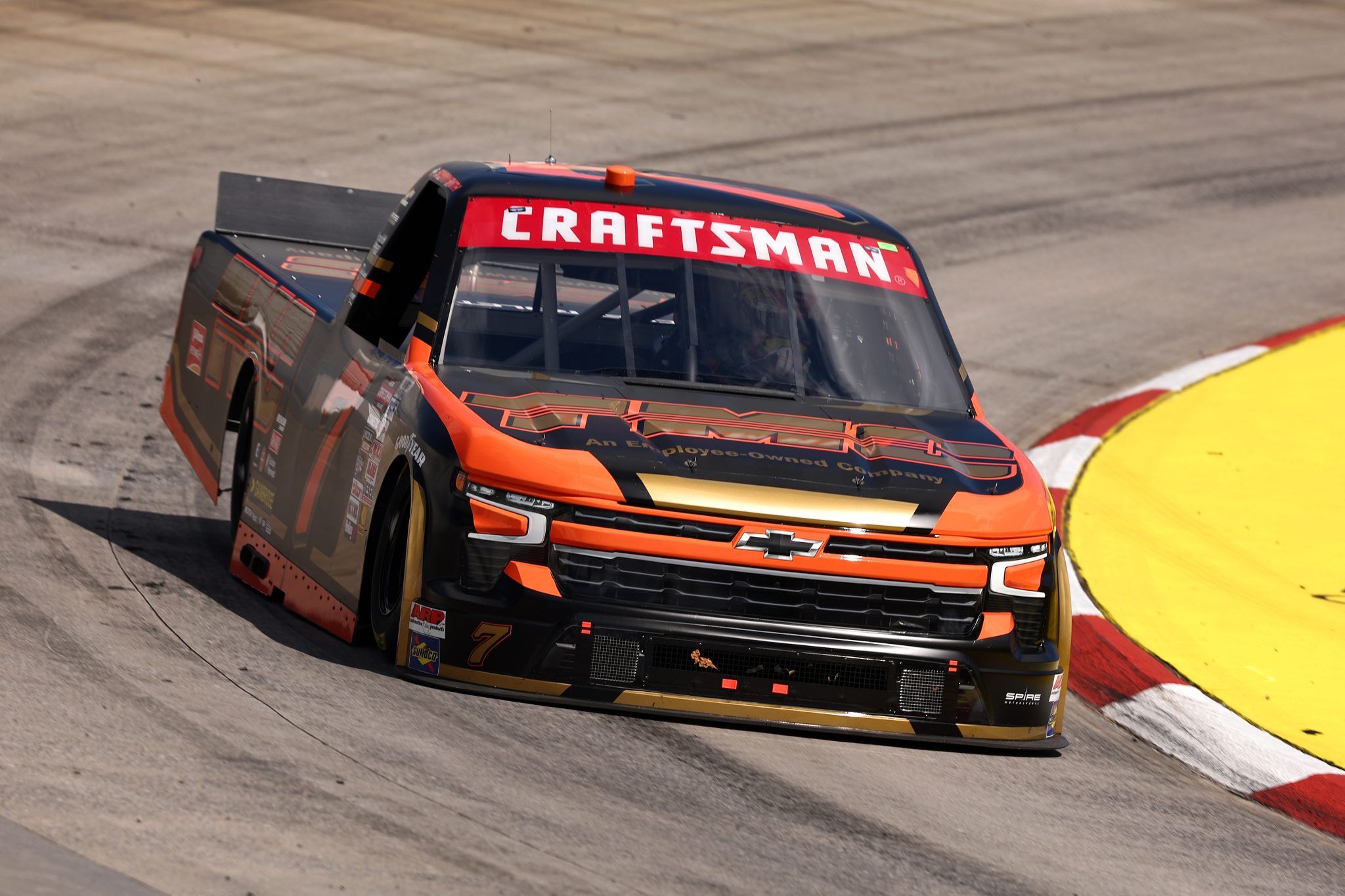 MARTINSVILLE, VIRGINIA - APRIL 05: Sammy Smith, driver of the #7 TMC Transportation Chevrolet, drives during practice for the NASCAR Craftsman Long John Silver's 200 at Martinsville Speedway on April 05, 2024 in Martinsville, Virginia. (Photo by Jared C. Tilton/Getty Images) | Getty Images